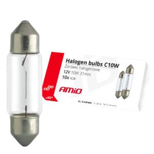 Amio - ΛΑΜΠΑΚΙΑ ΠΛΑΦΟΝΙΕΡΑΣ C10W 12V 10W 31mm ΑΛΟΓΟΝΟΥ ΚΟΥΤΙ - 10 ΤΕΜ. (02555/AM)