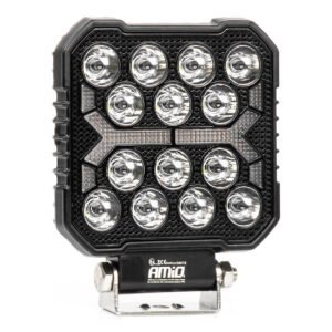Amio - LED Λάμπα Εργασίας 42W 4200lm 6500K με Προειδοποιητικό Φως (Λευκό + Κίτρινο) – 9–36V Spot Αλουμινένια - 1 τεμ. - (04418/AM)
