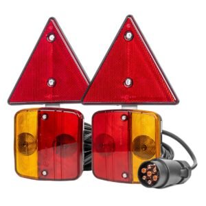 Amio – Φανάρια Τρέιλερ Μαγνητικά 12V με 7-PIN ISO & Ανακλαστικά Τρίγωνα για Ασφαλή Σήμανση & Ορατότητα – 2 Τεμ. (02095/AM)
