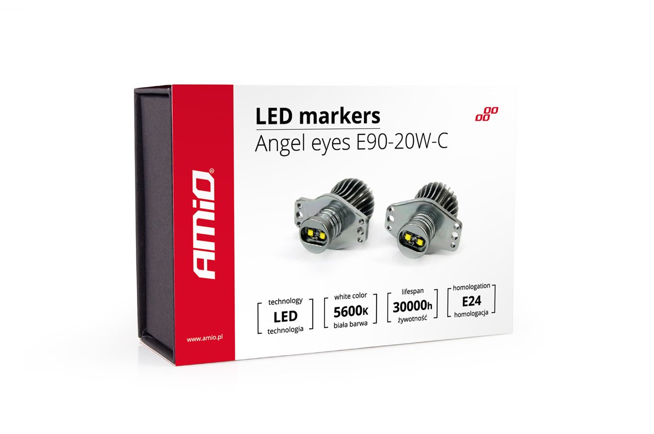 Amio – LED Λαμπάκια Angel Eyes 20W 340lm 5600K CANBUS για BMW Σειρά 3 E90 Sedan / E91 Station Wagon 2005-2008 για Καθαρό Λευκό Φως & Χωρίς Σφάλματα – Σετ 2 Τεμ. (01541/AM)