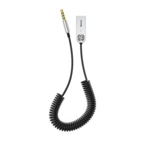 Amio - ΑΝΤΑΠΤΟΡΑΣ AUDIO BLUETOOTH 5.0 ΑΠΟ USB ΣΕ AUX ΜΑΥΡΟ ΣΠΙΡΑΛ - 1 τεμ. (BAS29048/AM)