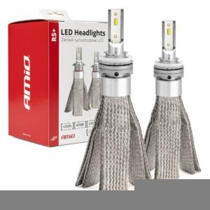 Amio - Λάμπες LED H8/H9/H11 τύπου RS+ Series τάση λειτουργίας 12-36V απόδοσης 50W με ψύκτρα λεπίδες φτερού Can-bus για Επιβατικά Αυτοκίνητα και Φορτηγά - 2 τεμ. (01086/71775/AM)