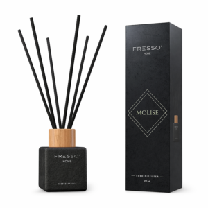 Fresso - Αρωματικό Χώρου με Στικ Molise 100 ml Premium Home Reed Diffuser με FlowScent, Μαύρο Γυάλινο Μπουκάλι και Μαύρα Στικ από Fiberglass - 1 Τεμ. (390020/FRE)